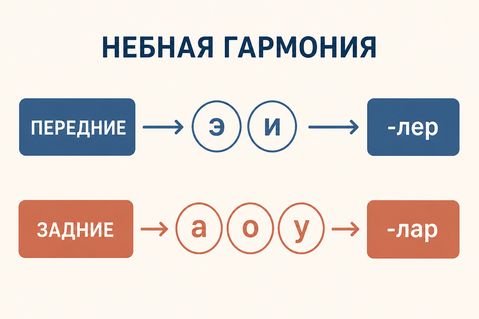 Небная гармония: передний и задний ряд основы выбирают разные варианты одного суффикса