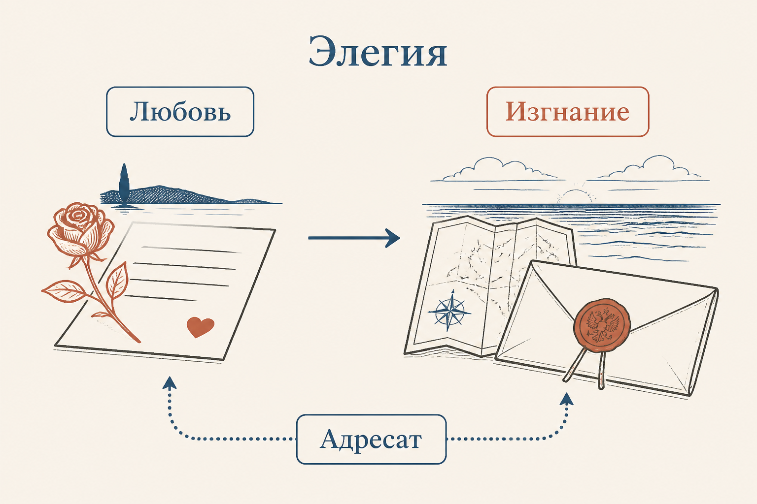 Переход от любовного письма к письму из изгнания: меняется адресат, но сохраняется элегический голос