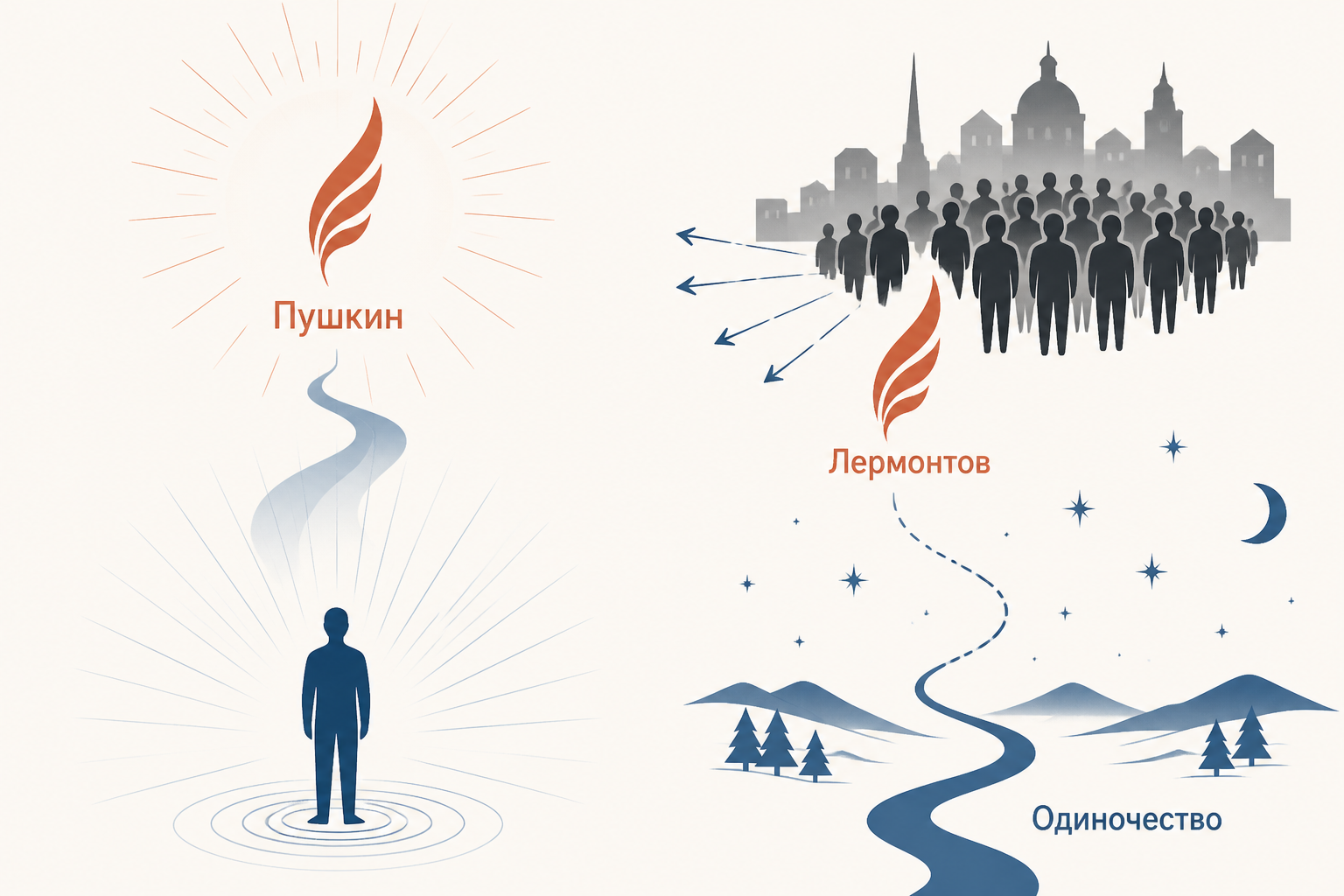 Сравнение пушкинского и лермонтовского пути пророка