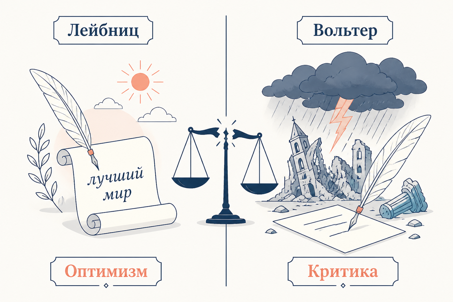 Вольтер против Лейбница - философская полемика об оптимизме, зле и лиссабонском землетрясении