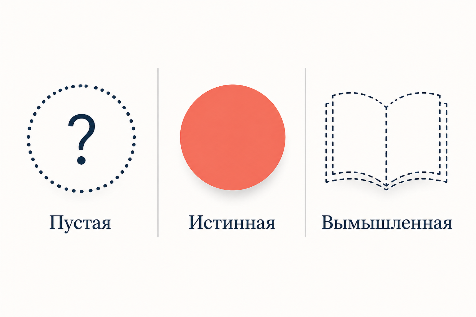 Три разбора дескрипций: пустая (король Франции), истинная (чётное простое), вымышленная (Дон Кихот) - разные исходы одного анализа