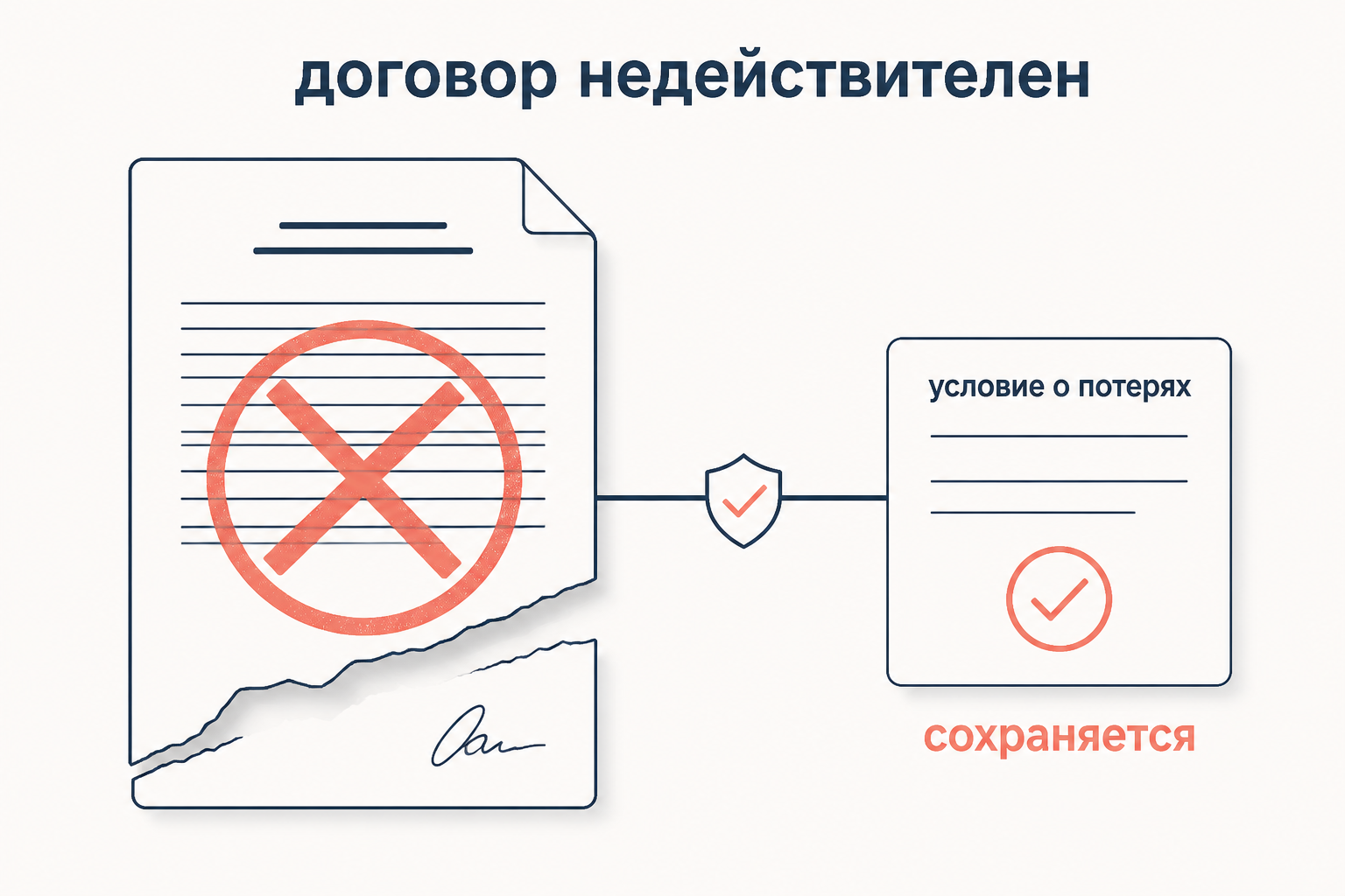 Автономность условия о возмещении потерь при недействительности сделки