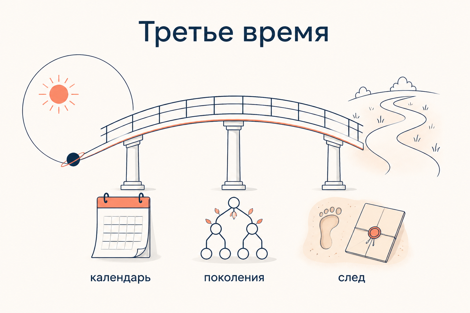 Третье время у Рикёра: мост между космическим временем и прожитым временем держится на трёх опорах, календаре, смене поколений и следе
