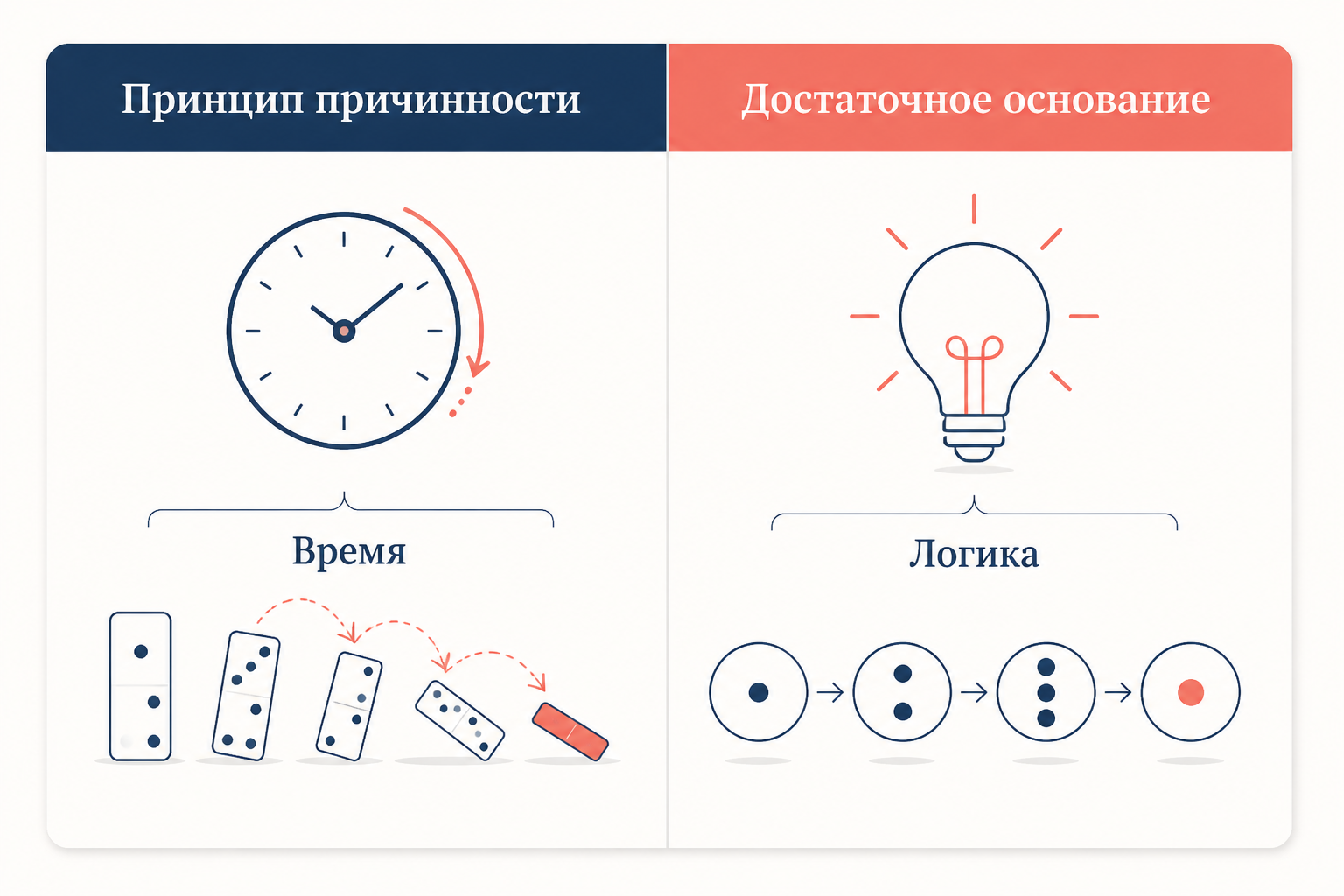 Сравнение принципа причинности и принципа достаточного основания: схема различия уровней